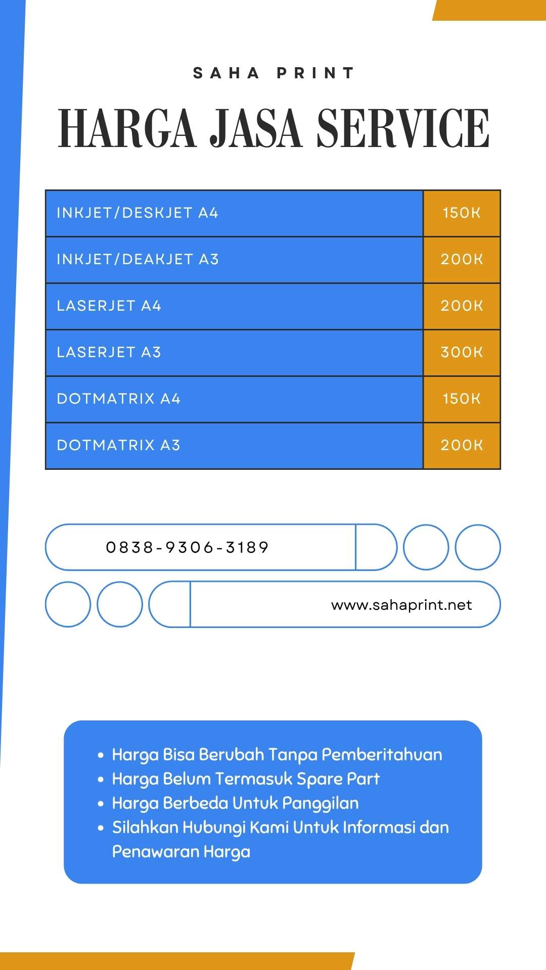 harga jasa service printer
